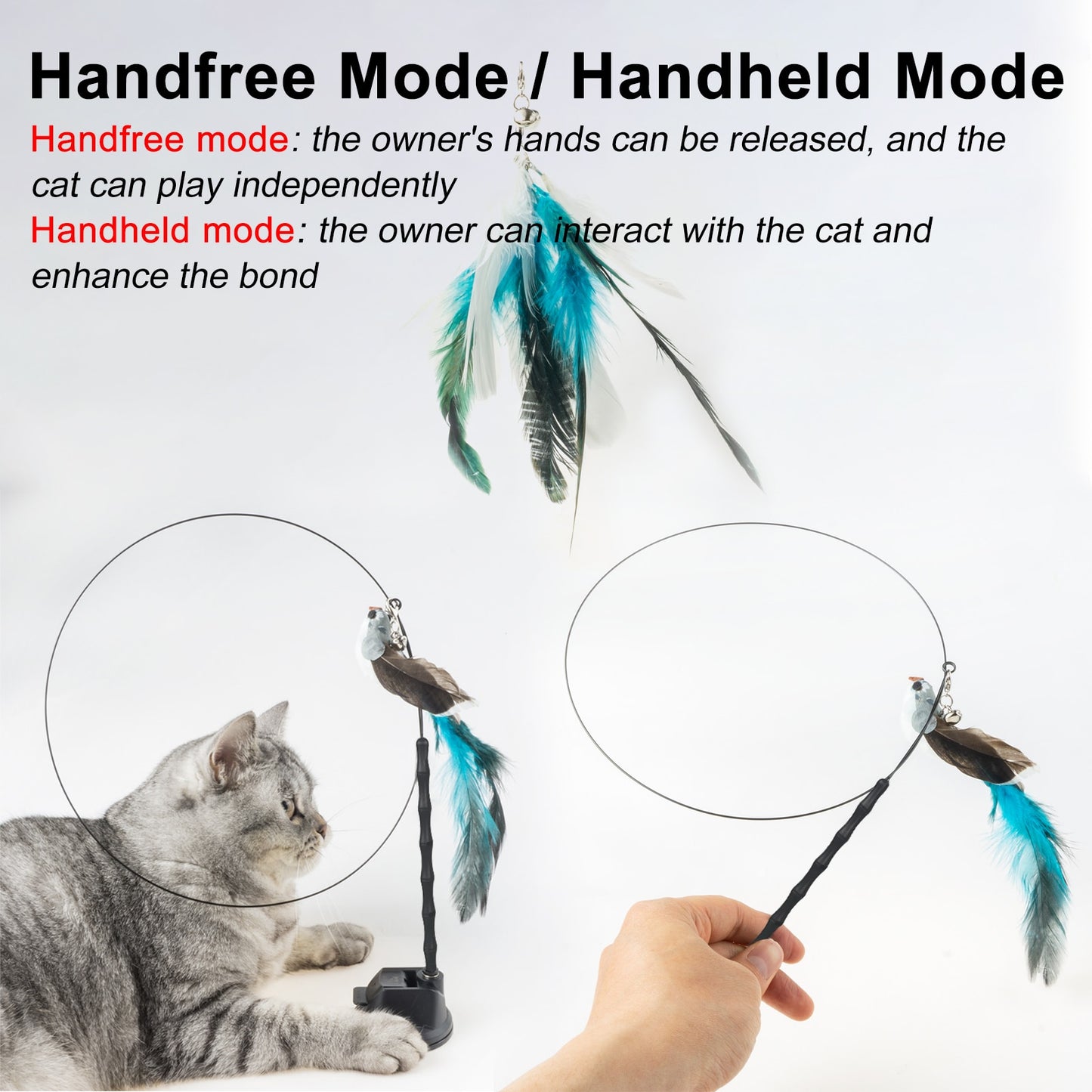 Handree mode and handheld mode Close-up of Interactive Cat Wand