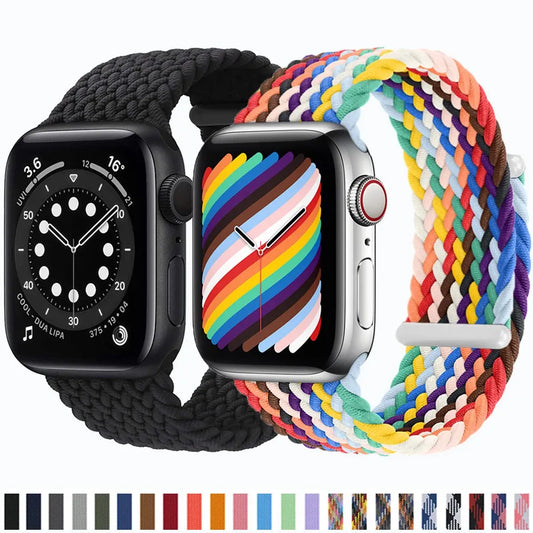 Nylon Braided Adjustable Elastic Solo Loop Strap for Apple Watch Band