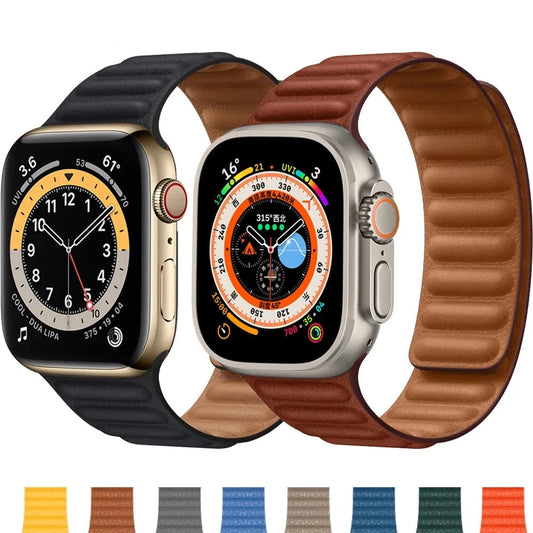 Luxury Magnetic Leather Strap for Apple Watch Band 42mm 44mm 45mm 49mm
