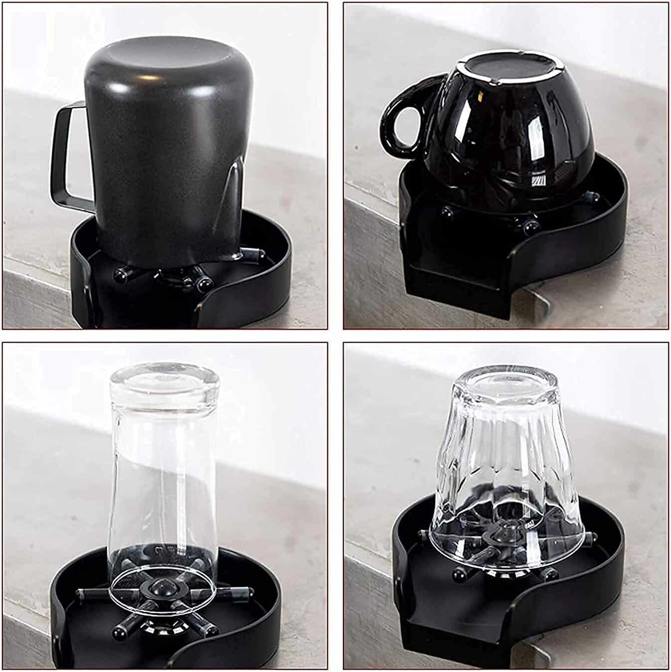 Automatic Glass Rinser Multi-Angle Faucet Cup Washer with Tee Connector and Water Pipe Coffee Cup Cleaner Tool Kitchen Sink Accessories for Home Bar