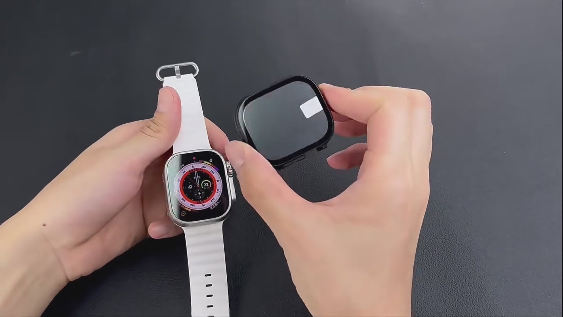 Video demonstration of the Apple Watch Ultra 49mm Case & Tempered Protector compatibility with iWatch series bands