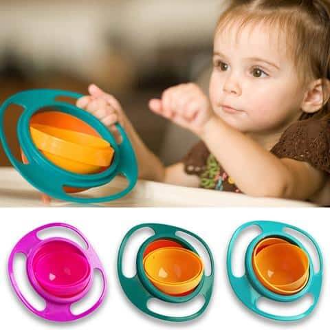 Cute Baby Gyro Bowl  Spill-Proof 360 Rotate Feeding Dish