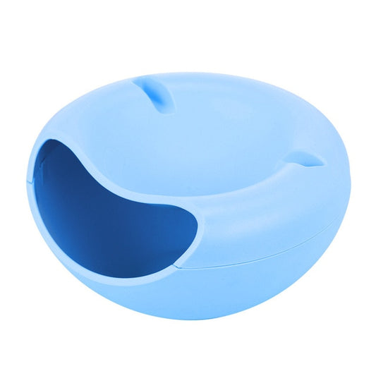 Lazy snacking made easy with double-layer bowl - Blue